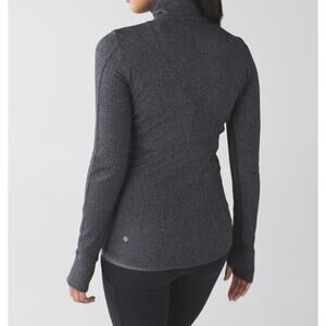 Lululemon Kanto Catch Me 1/2 Zip Herringbone Heathered Black Black Slate…